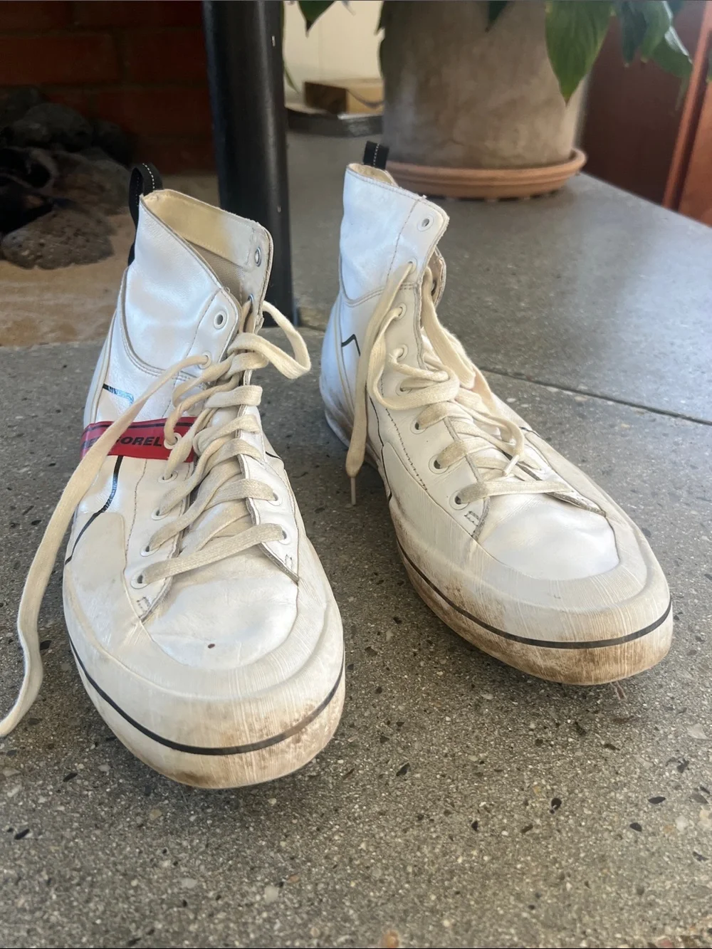 Sorel White High-Top Sneakers with Red Accent